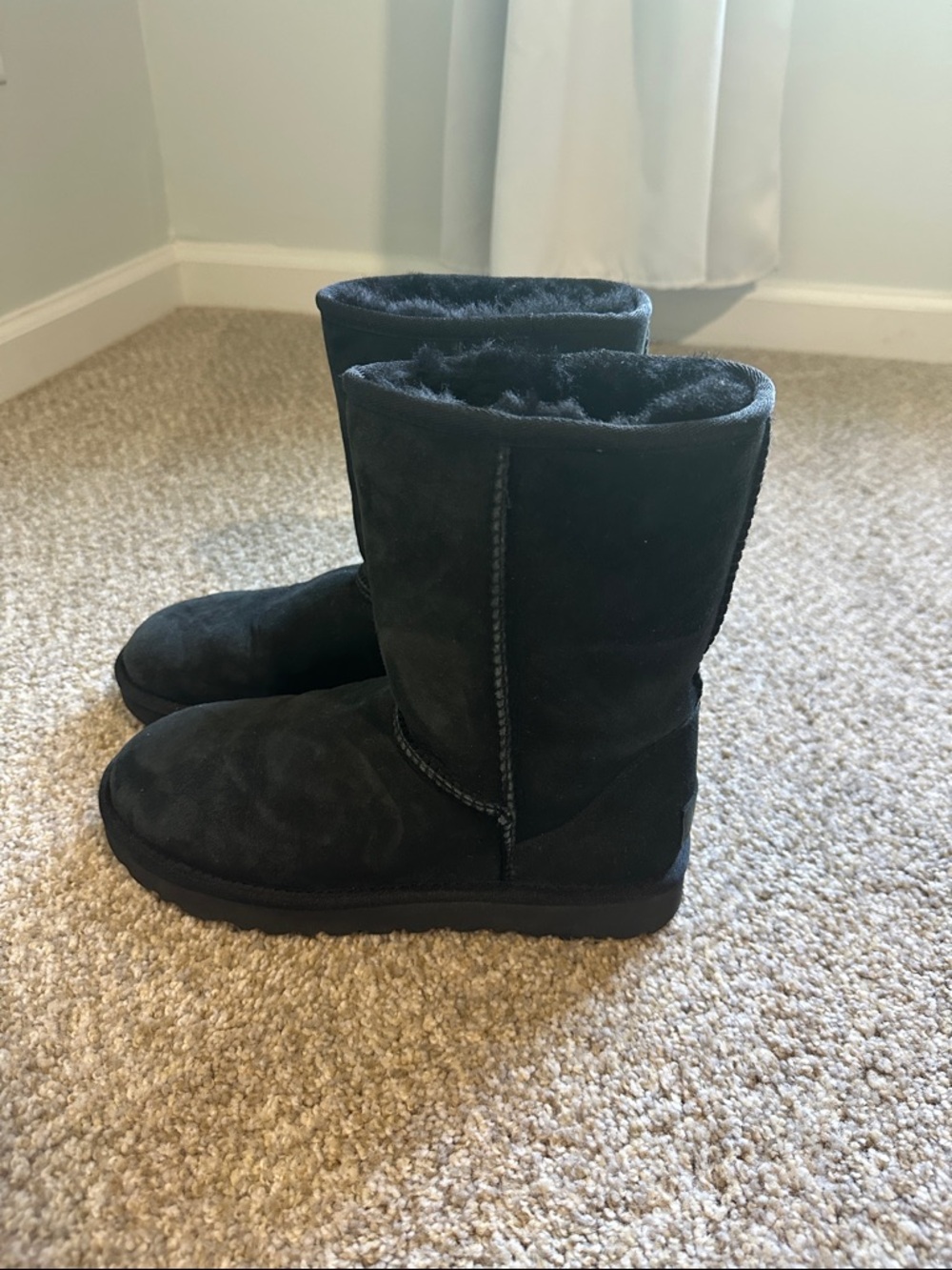 Black Suede Fur-Lined Uggs